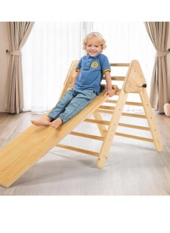 كول بيبي COOLBABY الخشب الصلب للأطفال تسلق مثلث داخلي منزلي صغير عائلي متنزه الطفل تسلق الشريحة مزيج إطار قابل للطي  - Image 2
