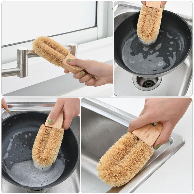 Natural Coconut Fiber U Shaped Pot And Wok Brush For Sink Pan Cleaning - Image 5