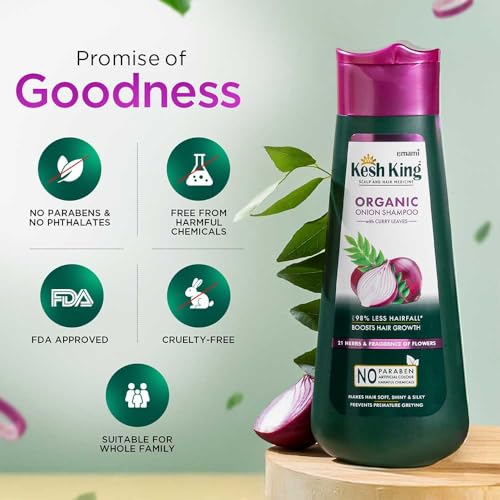 Kesh King Organic Onion Shampoo | Controls Hairfall with Curry Leaves | Increase Hair Growth | Damage Repair | Provides Soft & Shiny Hair | 20.29 Fl Oz (Pack of 1) - Image 5