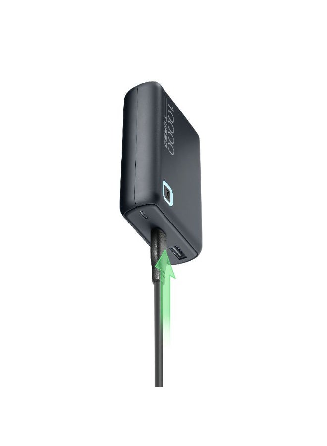 سيلولار لاين باور بانك Cellularline Essence Turbo بسعة 10000mAh – شحن سريع 20 واط، 3 منافذ، أسود - Image 4