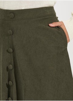 ستايلي تنورة ميدي كوردروي مزينة بأزرار  - Image 3