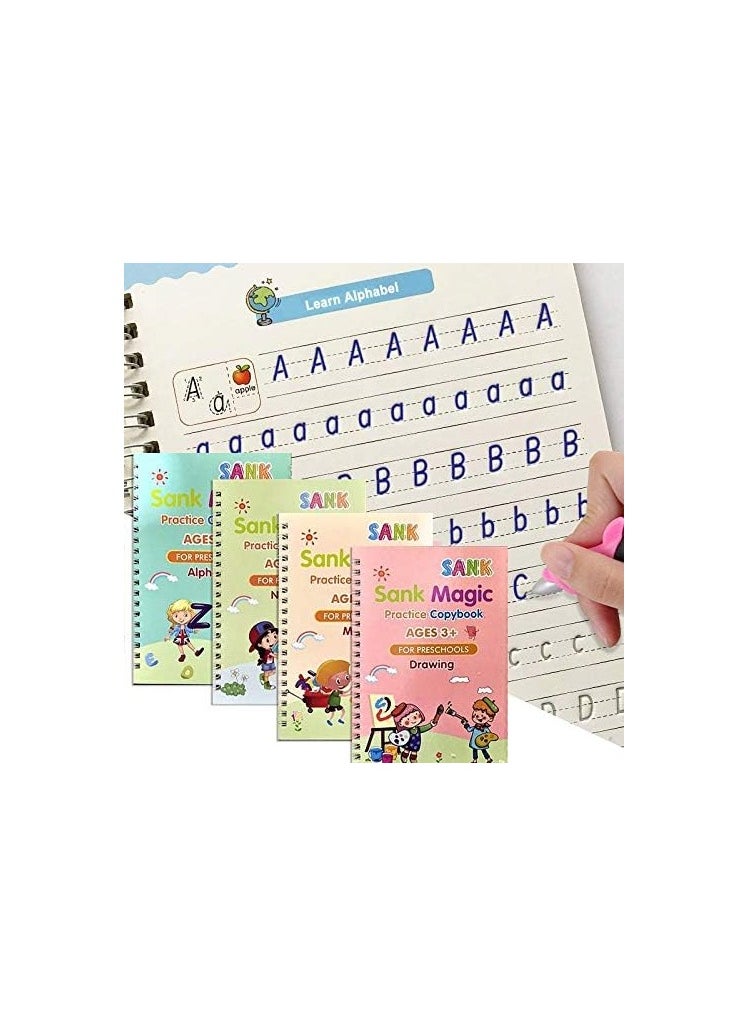 Bills - Sank Magic Practice Copybook 4 BOOK 10 REFILL 1 pen 1 grip Number Tracing Book for Preschoolers with Pen Magic Calligraphy Copybook Set Practical Reusable Writing Tool Simple Hand Lettering - Image 1