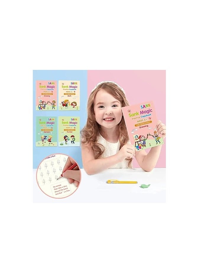 Bills - Sank Magic Practice Copybook 4 BOOK 10 REFILL 1 pen 1 grip Number Tracing Book for Preschoolers with Pen Magic Calligraphy Copybook Set Practical Reusable Writing Tool Simple Hand Lettering - Image 1