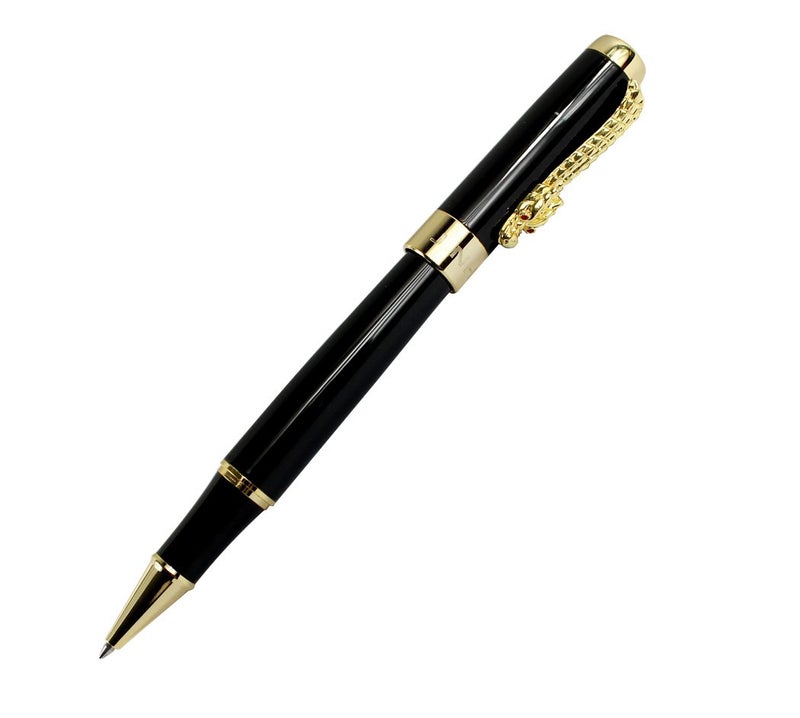 Gullor Luxury Roller Ball Pen Jinhao 1200 Black with Golden Dragon Clip Nice Gift Pen - Image 1