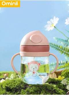Ominii 250ml Baby Straw Cup with Anti-Backflow Straw and Handles, Safe and Odorless, Perfect for Infants and Toddlers During Travel — Pink  - Image 1