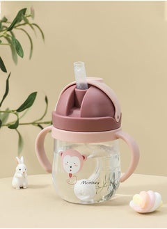 Ominii 250ml Baby Straw Cup with Anti-Backflow Straw and Handles, Safe and Odorless, Perfect for Infants and Toddlers During Travel — Pink  - Image 2