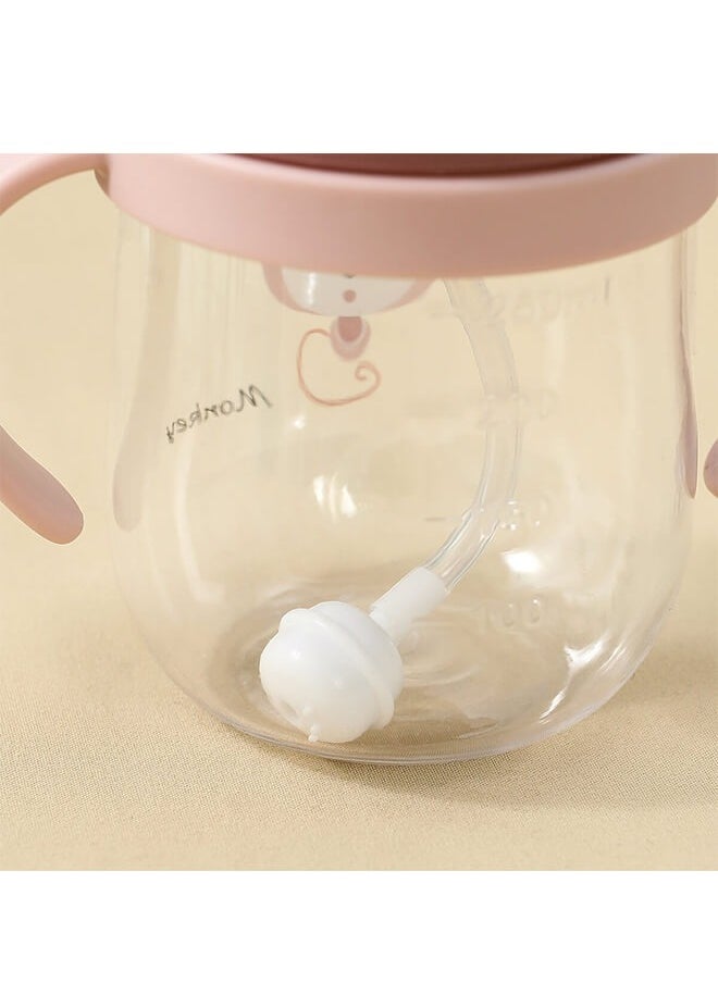 250ml Baby Straw Cup with Anti-Backflow Straw and Handles, Safe and Odorless, Perfect for Infants and Toddlers During Travel — Pink
