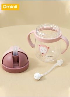 Ominii 250ml Baby Straw Cup with Anti-Backflow Straw and Handles, Safe and Odorless, Perfect for Infants and Toddlers During Travel — Pink  - Image 5