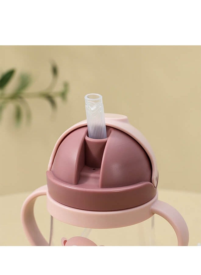 250ml Baby Straw Cup with Anti-Backflow Straw and Handles, Safe and Odorless, Perfect for Infants and Toddlers During Travel — Pink