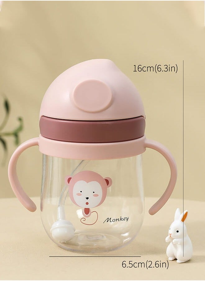 250ml Baby Straw Cup with Anti-Backflow Straw and Handles, Safe and Odorless, Perfect for Infants and Toddlers During Travel — Pink