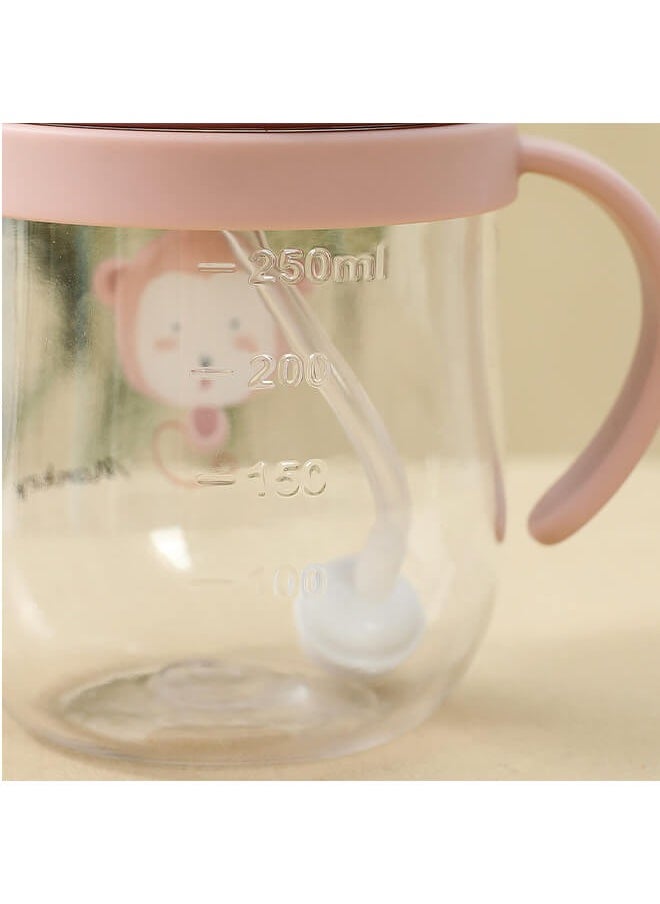 250ml Baby Straw Cup with Anti-Backflow Straw and Handles, Safe and Odorless, Perfect for Infants and Toddlers During Travel — Pink