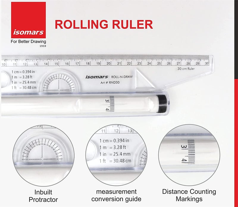 Isomars Rolling Ruler And Spencerian Ruler Combo - Rulers Set For Calligraphy And General Purpose - Multipurpose Rulers Set - Image 5