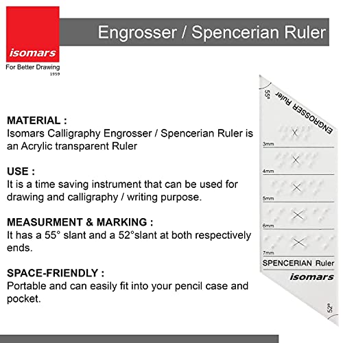 Isomars Rolling Ruler And Spencerian Ruler Combo - Rulers Set For Calligraphy And General Purpose - Multipurpose Rulers Set - Image 3