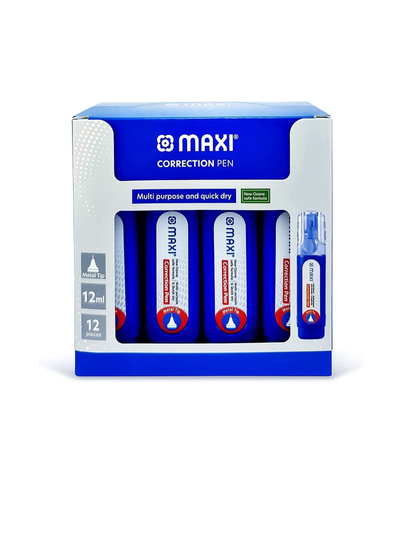 MAXI CORRECTION PEN METAL TIP 12ML BOX OF 12PC