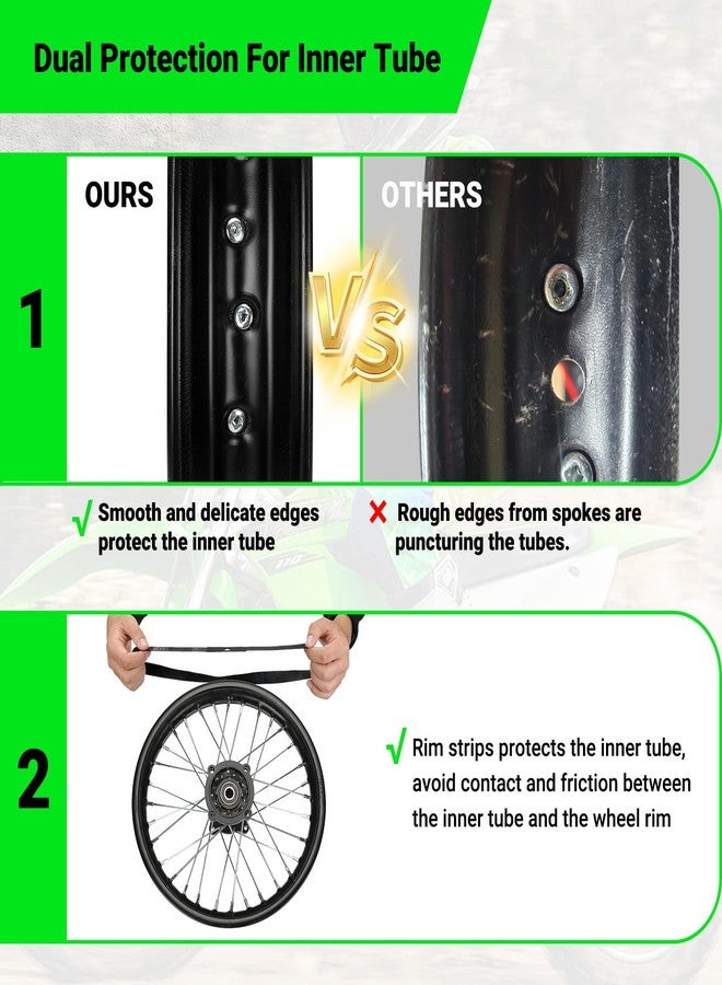 XIKOBY 1.85x14 Dirt Bike Rear Rim Strips Kit for 90/100-14 Tire, for KLX125 KX85 KLX140R TTR125 YZ85 YZ80 RM80 RM85 Taotao DB17 DB27 SR150 DR90 Apollo RFZ Open 125 Motorcycle Parts with 12mm Bearings - Image 4