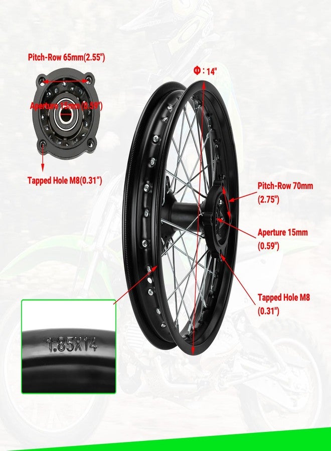XIKOBY 1.85x14 Dirt Bike Rear Rim Strips Kit for 90/100-14 Tire, for KLX125 KX85 KLX140R TTR125 YZ85 YZ80 RM80 RM85 Taotao DB17 DB27 SR150 DR90 Apollo RFZ Open 125 Motorcycle Parts with 12mm Bearings - Image 2