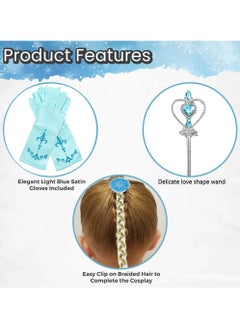 VUCATIN Snow Queen Costumes Dress Girls Party Cosplay Girl Clothing Snow Queen Birthday Princess Dress Kids Costume Blue Costume With Accessory Set (D)  - Image 3