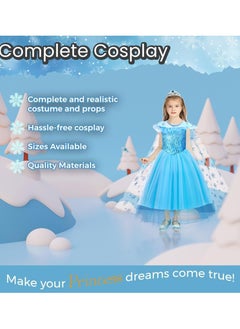 VUCATIN Snow Queen Costumes Dress Girls Party Cosplay Girl Clothing Snow Queen Birthday Princess Dress Kids Costume Blue Costume With Accessory Set (D)  - Image 4