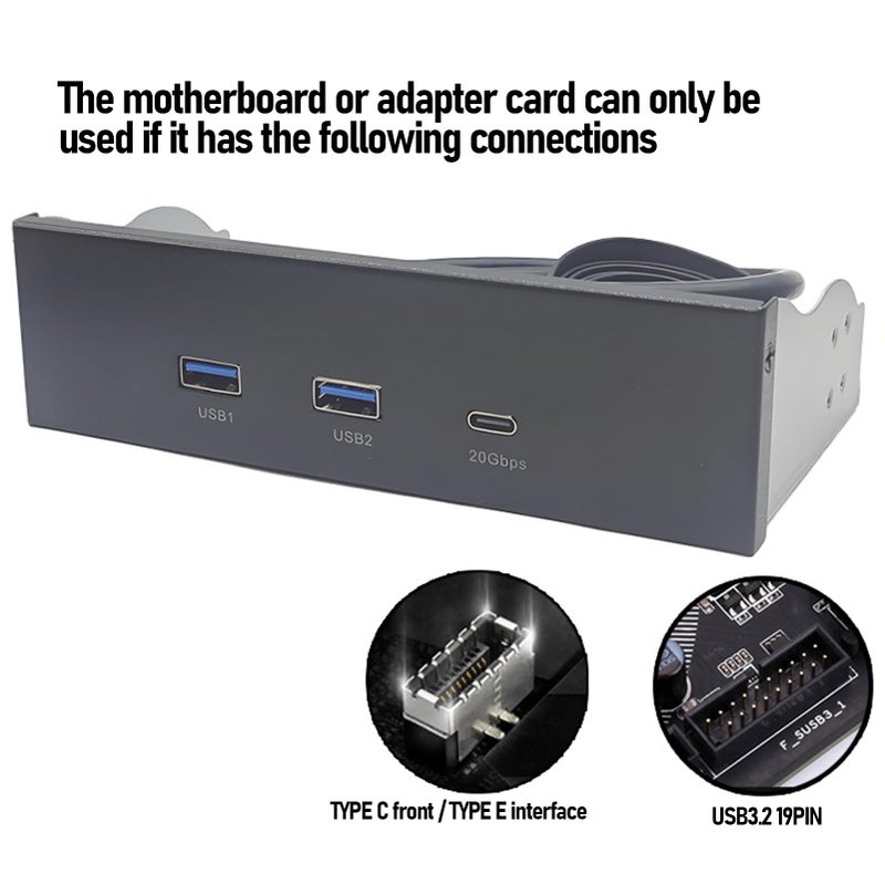 Front Panel USB Hub 5 25 Inch Drive Bay 2 USB A 1 Type C Ports 20Gbps Data Transfer - Image 4