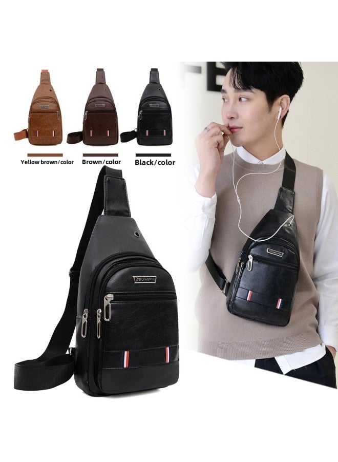 Generic 2023 Men's Business Chest Bag Cycling Sports Waterproof Messenger Bag Casual Chest Bag Delivery-Color:Light Brown  - Image 2
