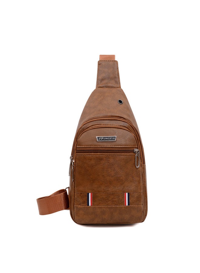 Generic 2023 Men's Business Chest Bag Cycling Sports Waterproof Messenger Bag Casual Chest Bag Delivery-Color:Light Brown  - Image 5