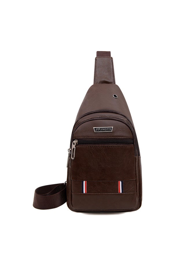 Generic 2023 Men's Business Chest Bag Cycling Sports Waterproof Messenger Bag Casual Chest Bag Delivery-Color:Light Brown  - Image 4