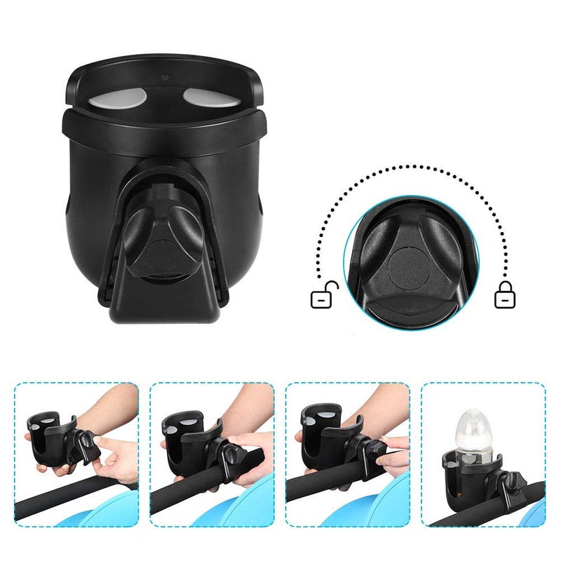 accmor حامل أكواب أكمور لعربات الأطفال، حامل أكواب عالمي، حامل أكواب للدراجات، حامل مشروبات كبير بزاوية 360° قابل للدوران لعربة الأطفال، الدراجة، الكرسي المتحرك، المشاية، أسود - Image 5