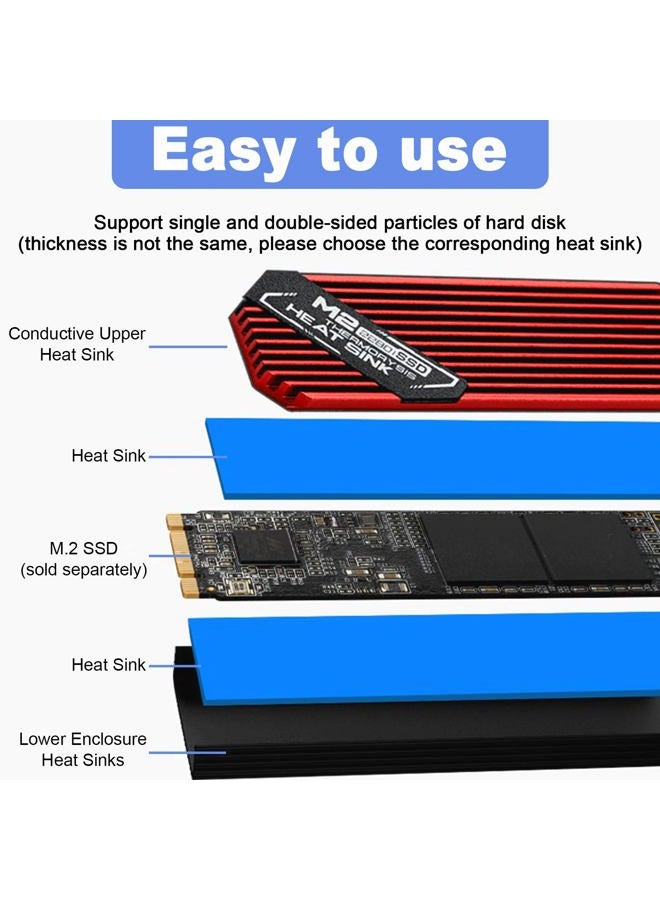 ASTARON M.2 Heatsink 2280 SSD Cooler with Nano Thermal Pads (1mm and 0.5mm) 2280 NVME M2 Thermal Pad Heat Sink for PC/PS5/Gaming Laptops (Red) - Image 3