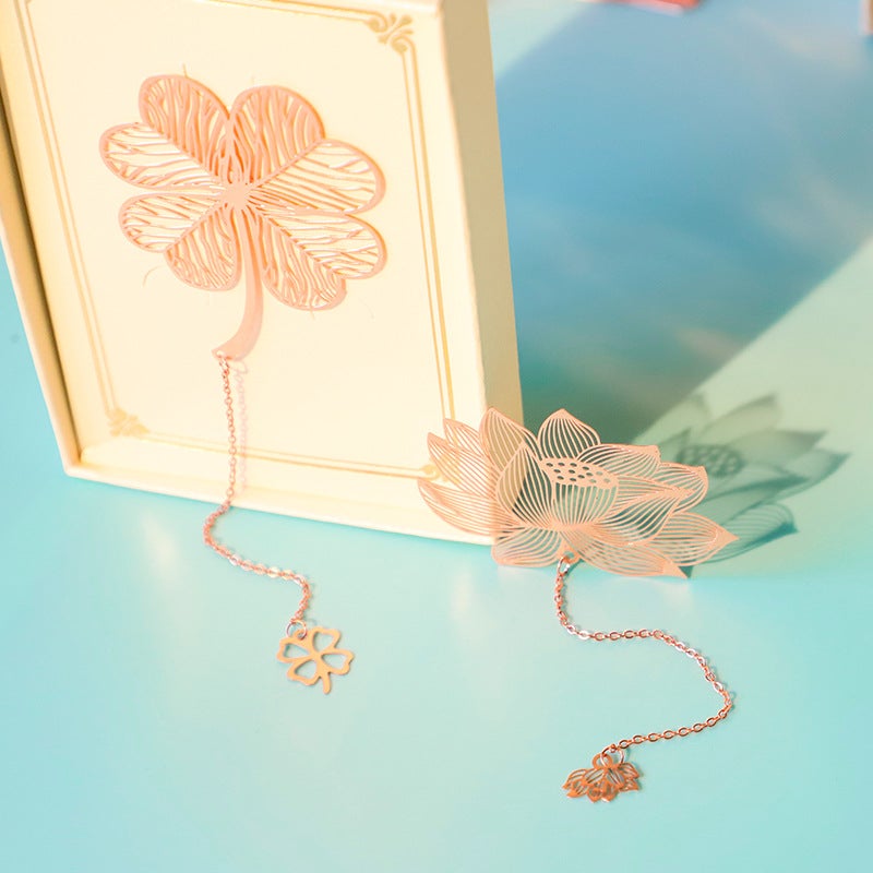 Hollow-Out Creative Brass Metal Vein Bookmark Cultural And Creative Chinese Lotus Maple Leaf Tassel Student Teacher'S Day Gift - Image 3