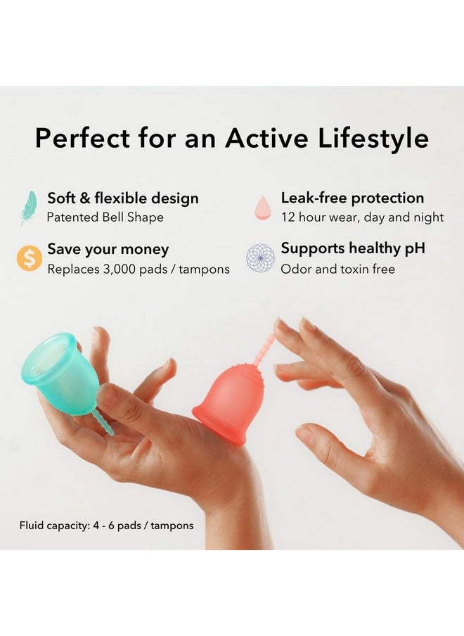 Lena - Menstrual Cup Reusable, Soft Silicone, Light & Heavy Flow, Beginner Use Ideal Alternative To Tampons, Pads, Period Underwear Period Solution Regular Capacity Purple - Image 1