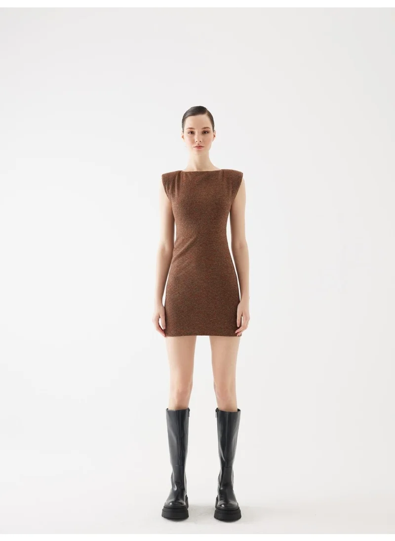 Juste Padded Cinnamon Knit Mini Dress