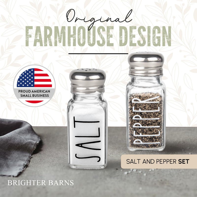 Brighter Barns Clear Glass Salt and Pepper Shakers Set by Brighter Barns  Modern Kitchen Decor for Home Restaurant BBQ Camping RV  Farmhouse Kitchen Accessories  Glass Shakers  Stainless Steel Lids Clear - Image 2