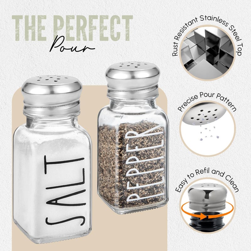 Brighter Barns Clear Glass Salt and Pepper Shakers Set by Brighter Barns  Modern Kitchen Decor for Home Restaurant BBQ Camping RV  Farmhouse Kitchen Accessories  Glass Shakers  Stainless Steel Lids Clear - Image 3