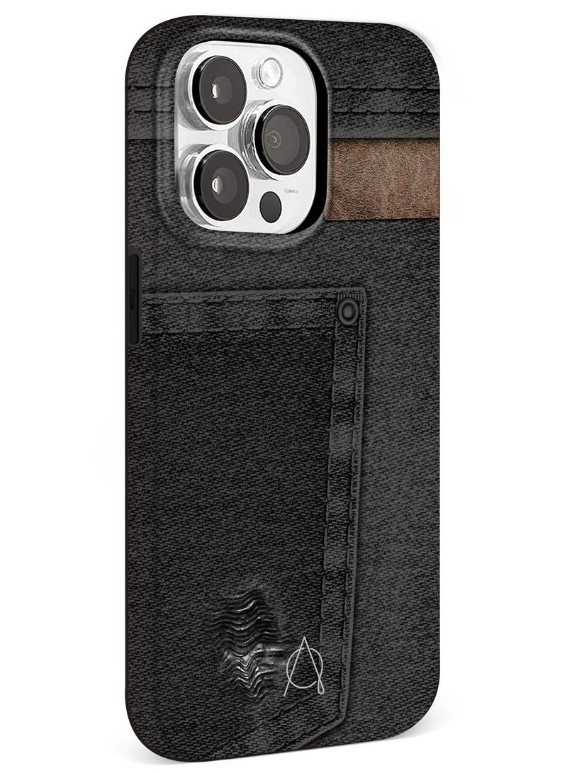 A-CASE جراب It's My Case Worn Denim Look Tough لهاتف iPhone 15 Pro Max من A-Case - أسود - Image 2