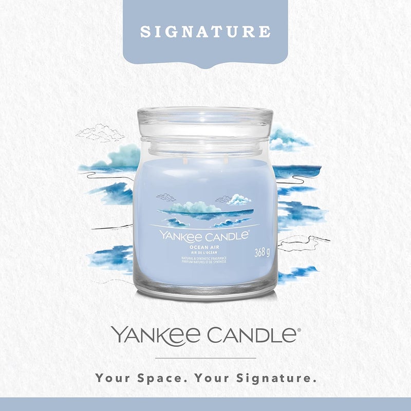 YANKEE CANDLE شمعة يانكي كاندل المعطرة | شمعة متوسطة بحجم جرة برائحة هواء المحيط مع فتيلين مزدوجين | شمعة مصنوعة من مزيج شمع الصويا تحترق لفترة طويلة | هدايا مثالية للنساء - Image 2
