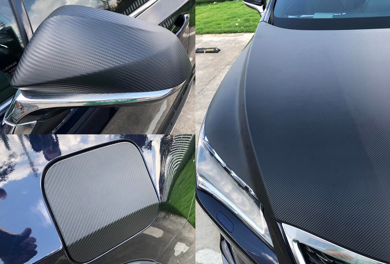 LZLRUN Free Tool Kit 3D Carbon Fiber Vinyl Tape for Black Out Chrome Delete Window Trim Door Trim Universal Chrome Black Dry Carbon Fiber Detailing Tape Overlay Wrap (1Feet x 10Feet) - Image 5