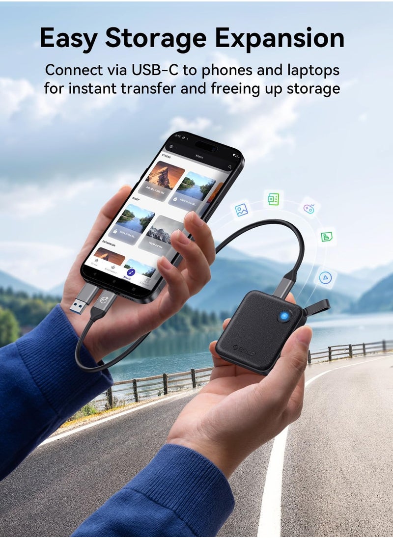 Orico ORICO Portable SSD 512 GB with 2 in 1 USB C Cable, External Solid State Drives, Up to 460MB/s, Status Indicator, Reliable Storage for USB-C Smartphone, Tablet, PC - B5PLUS  - Image 2