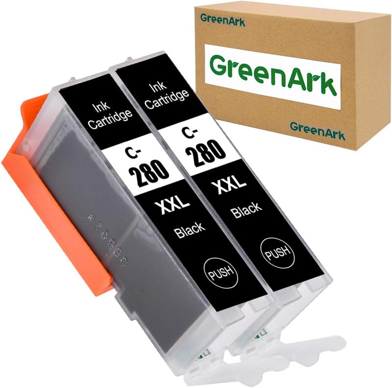 GREENARK خراطيش حبر متوافقة بديلة لـ Canon PGI-280 PGI-280XXL BK خزان حبر أسود عبوة من 2 تعمل مع طابعات PIXMA TR7520 TR8520 TS9120 TS6120 TS6220 TS8120 TS8220 TS9520 TS9521C - Image 1