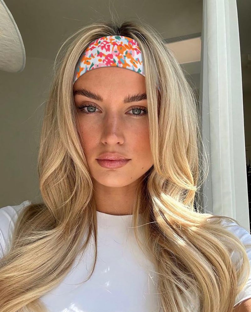 TERSE Headbands for Women Trendy Floral Print - Non Slip Summer Head Bands Soft Fabric Hair Bands for Workout Yoga Running Sport - Wide Thick Hair Wrap for Girls - Image 2