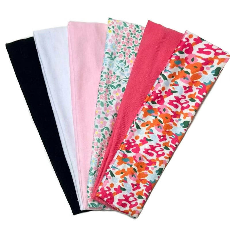 TERSE Headbands for Women Trendy Floral Print - Non Slip Summer Head Bands Soft Fabric Hair Bands for Workout Yoga Running Sport - Wide Thick Hair Wrap for Girls - Image 1