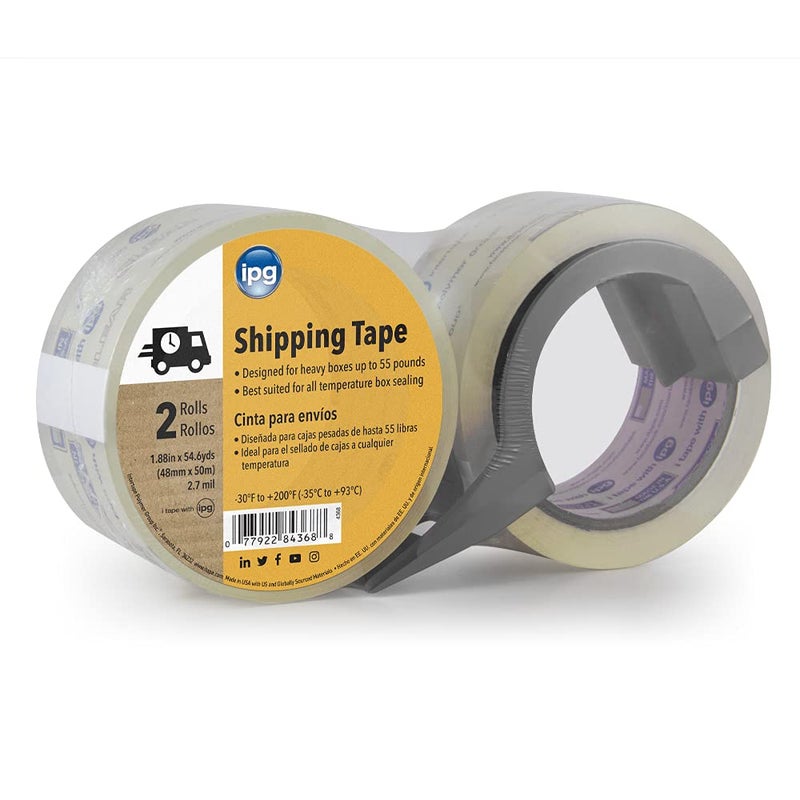IPG Clear Shipping Tape 188 x 546 yd 2Pack With Dispenser