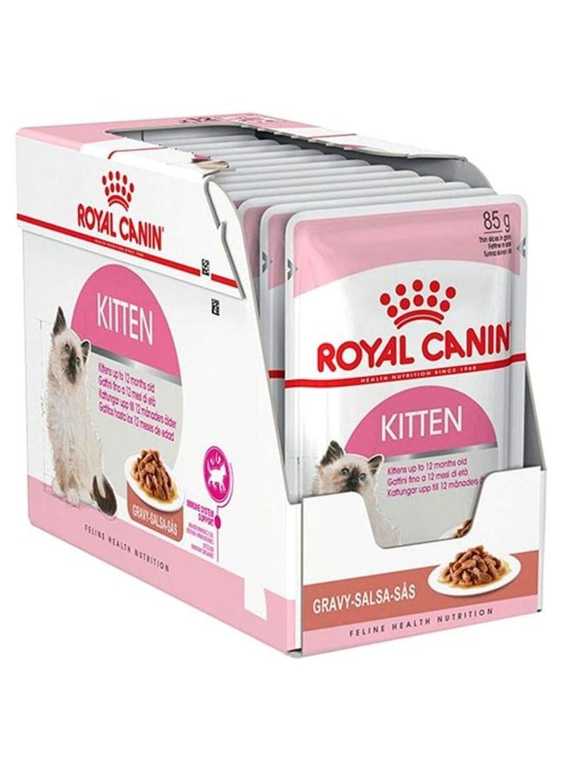 ROYAL CANIN Royal Canin Feline Health Nutrition Kitten Gravy (WET FOOD - Pouches) 12 x 85g  - Image 2