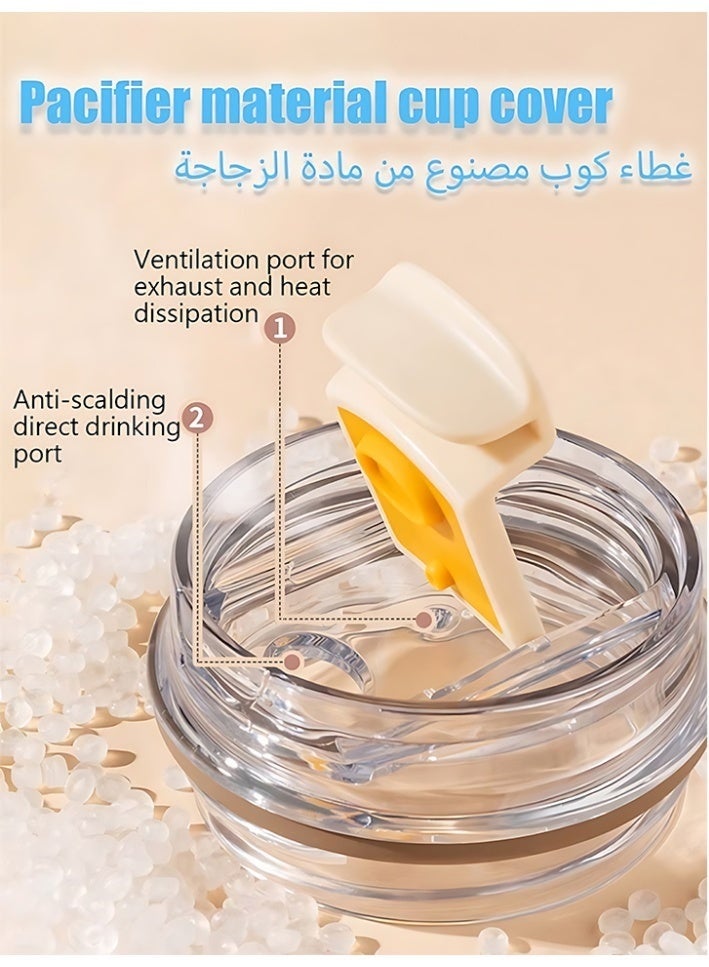 سميج كوب قهوة للسفر، كوب مشروبات معزول بغطاء مقاوم للتسريب، كوب قهوة طويل الأمد بغطاء، ترموس قهوة للسفر (أبيض) - Image 2