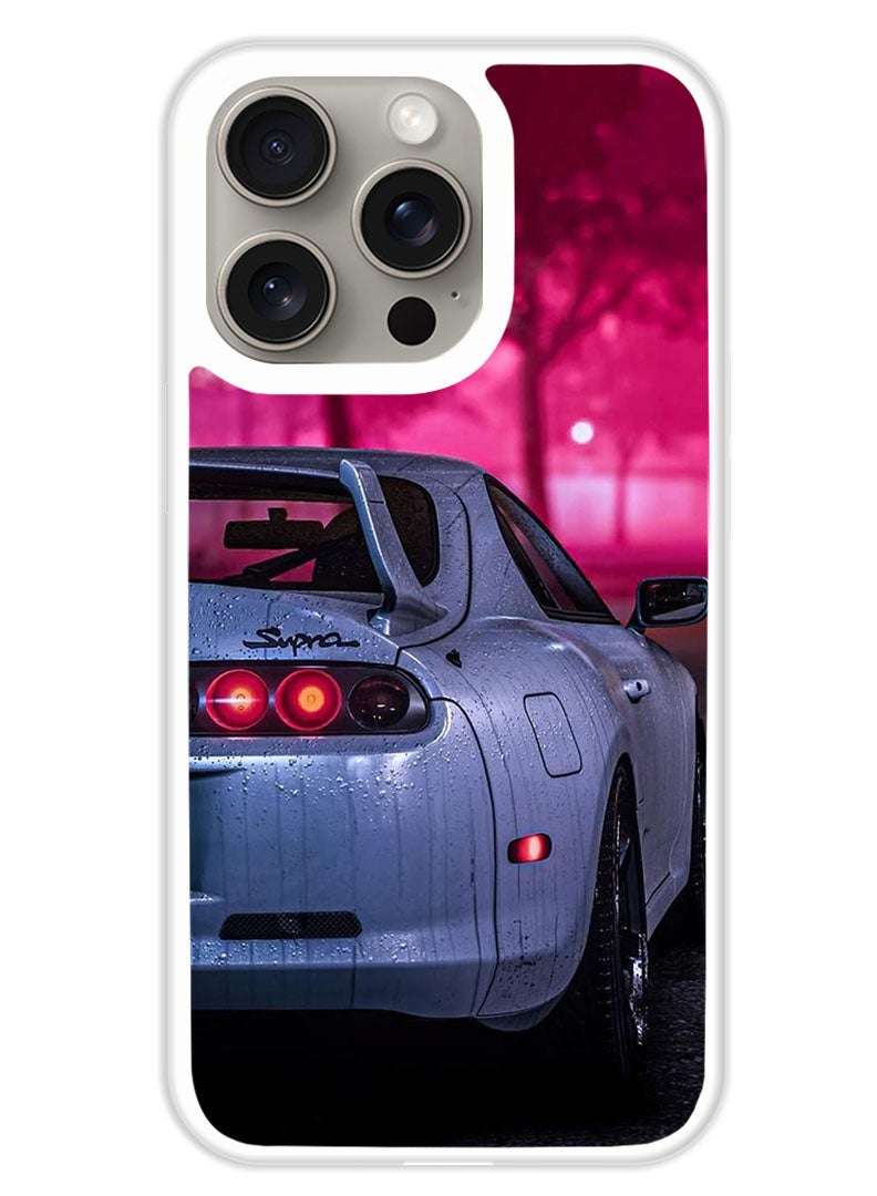 Theodor Protective Case Cover For APPLE IPHONE 15 Pro Max Supra Car (White Bumper) - Image 1