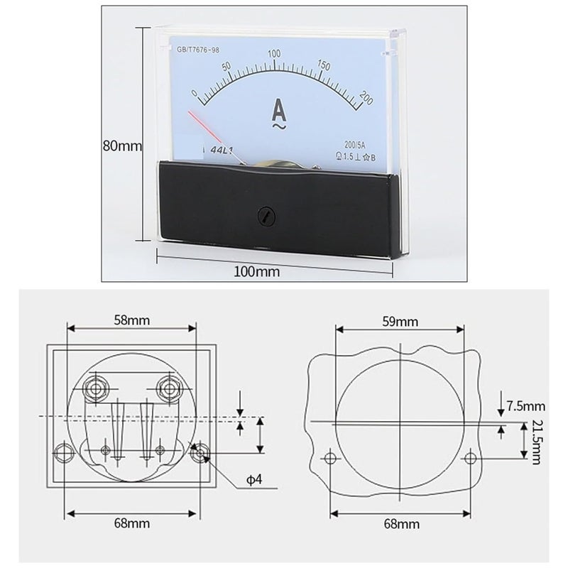 44L1 AC Analog Ammeter Pointer Meter Current Size AC 200 5A 1A To 800A - Image 3