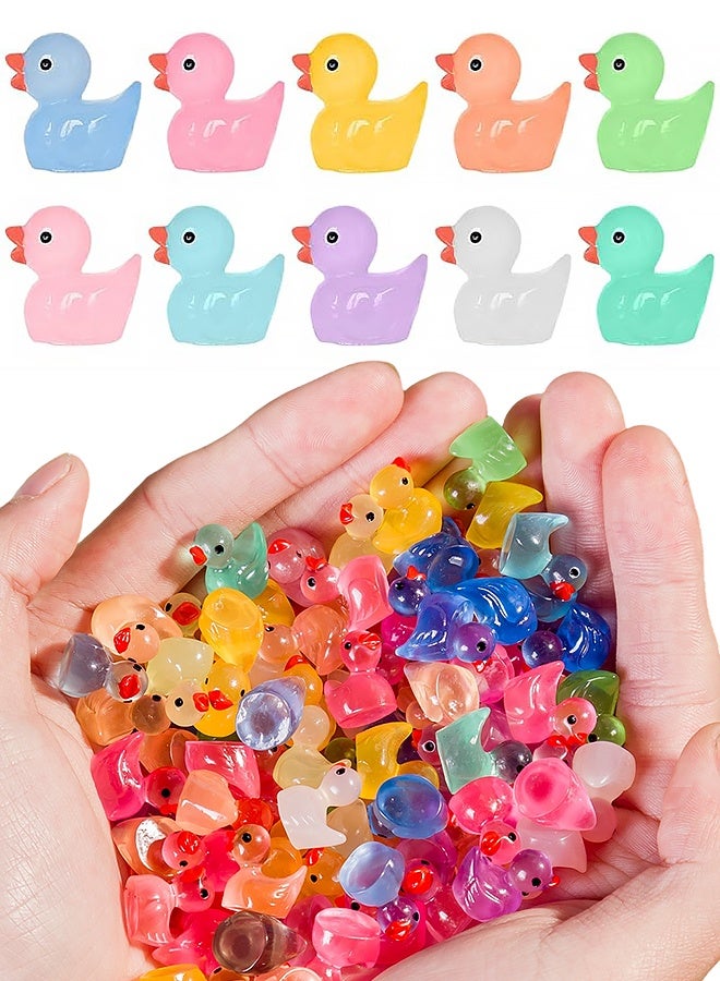 100 قطعة من البط الصغير المضيء المصنوع من الراتنج، زينة مصغرة للبط تتوهج في الظلام، مناسبة لصنع السلايم، بيوت الدمى، وتزيين الحدائق (ألوان متعددة) - Image 2