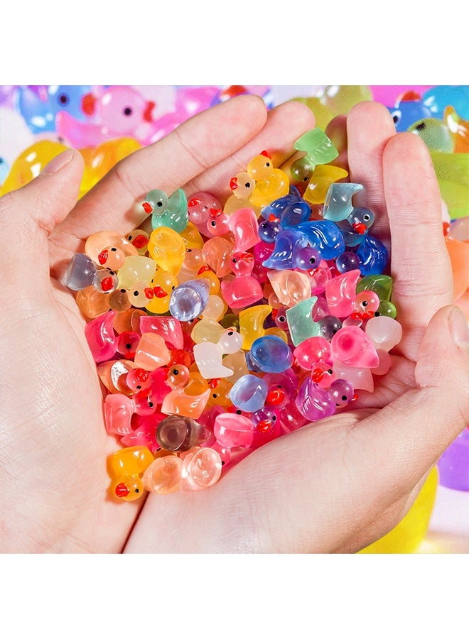 100 قطعة من البط الصغير المضيء المصنوع من الراتنج، زينة مصغرة للبط تتوهج في الظلام، مناسبة لصنع السلايم، بيوت الدمى، وتزيين الحدائق (ألوان متعددة) - Image 4