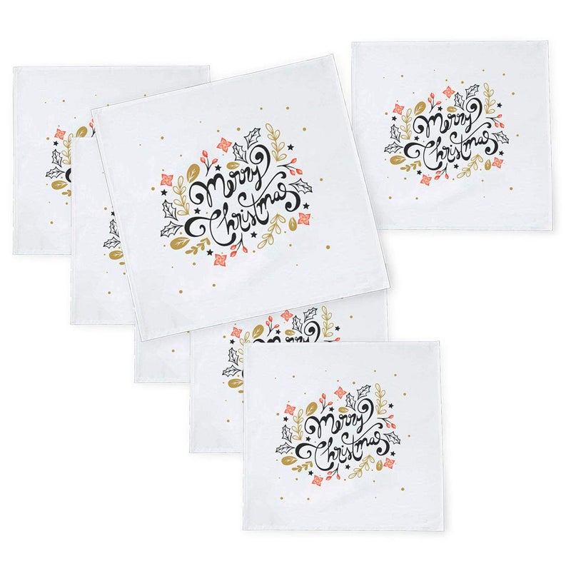 Khakee 6 Pcs Christmas Theme Tafta Silk Table Napkins 10x 10 for Xmas Decoration Christmas OrnamentsChristmas Gift npxmas195P - Image 1