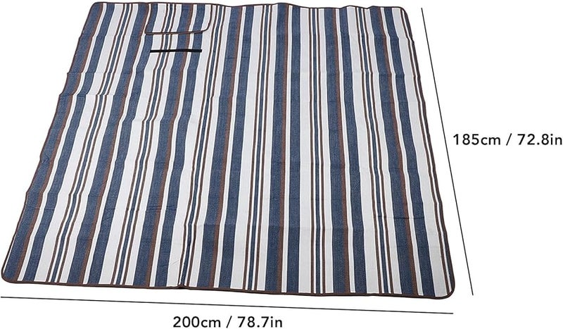 حصيرة نزهة من قماش أكسفورد المضاد للماء، قابلة للطي ومحمولة، بطانية خارجية للشاطئ باللون الأزرق - Image 3