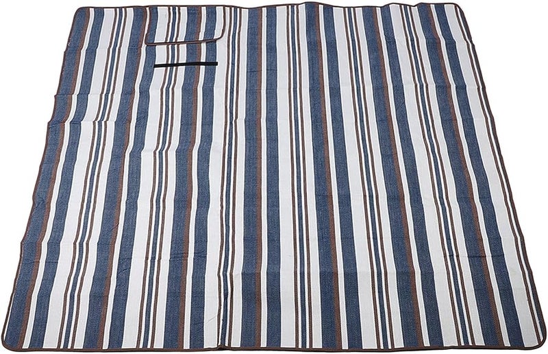 حصيرة نزهة من قماش أكسفورد المضاد للماء، قابلة للطي ومحمولة، بطانية خارجية للشاطئ باللون الأزرق - Image 2